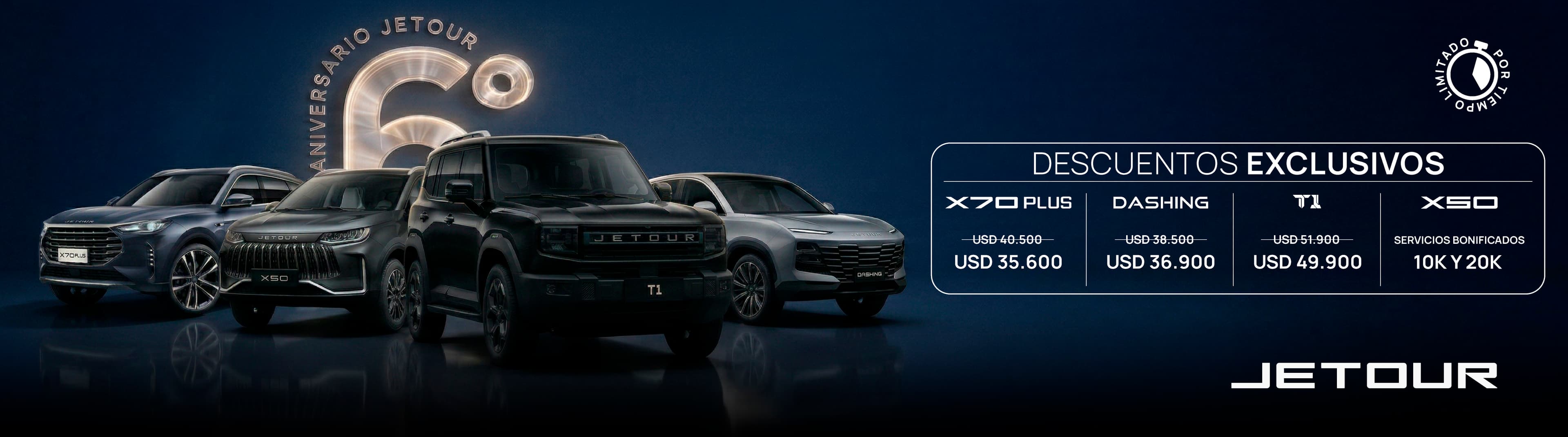 Banner aniversario Jetour con descuentos exclusivos